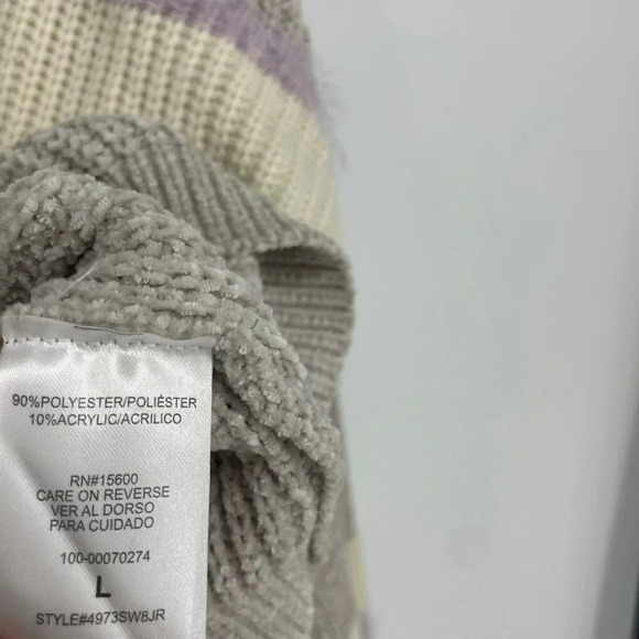 MM by Michelle Sweater Women's Sz L Light Brown Knit Cowl Neck Bishop Pullover - Picture 7 of 8